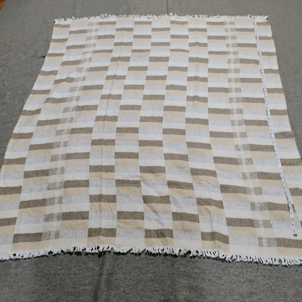Striped Beige and White Throw Blanket
